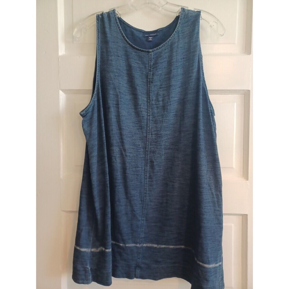 J. Jill PureJill Indigo blue split back tunic tanktop LPetite beach coastal boho